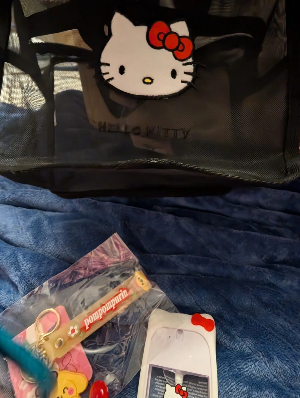 Hello Kitty Black Pouch with Red & Pink Character Accessories Bundle